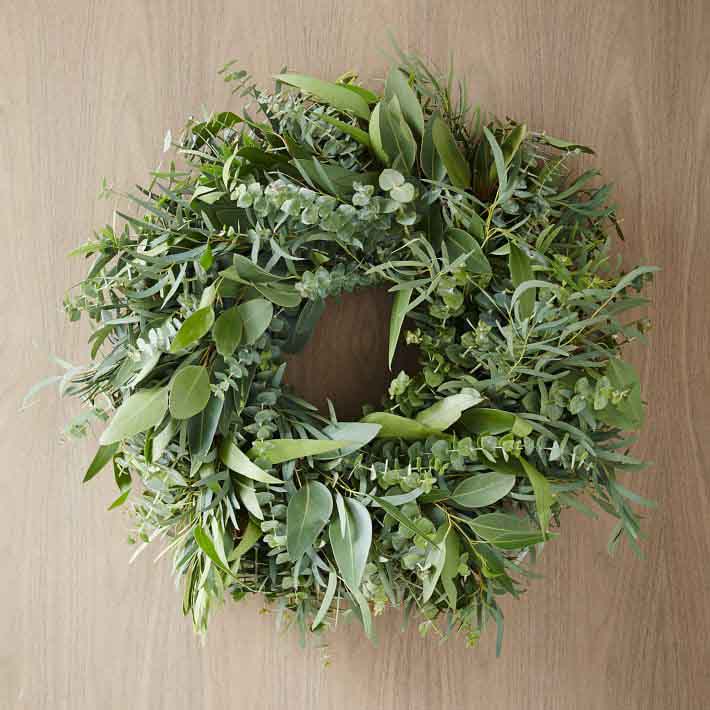 West Elm Mixed Eucalyptus Wreath summer wreaths