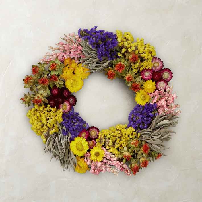 Williams-Sonoma Floral Garden Wreath summer wreaths dried flowers