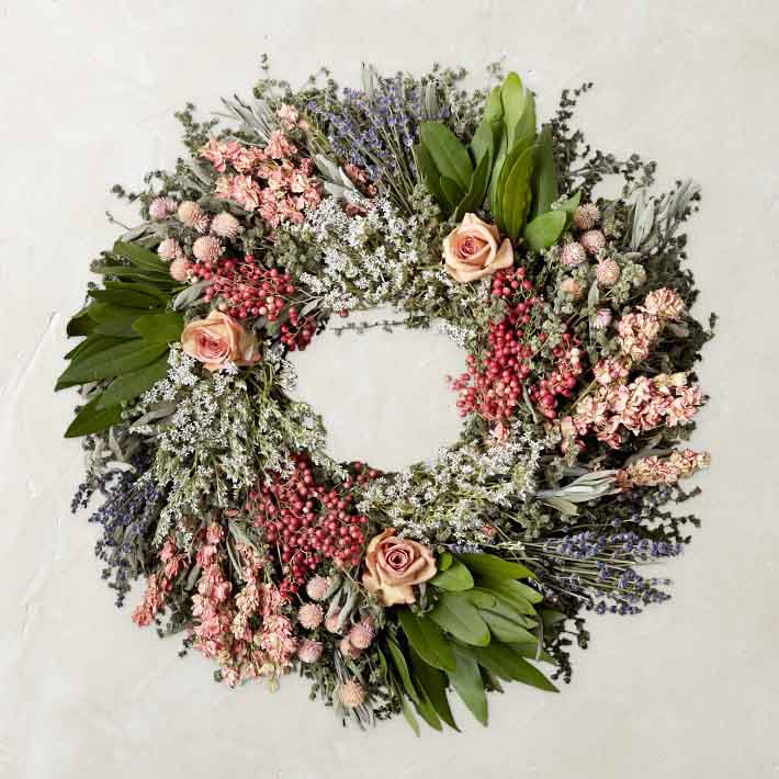Williams-Sonoma Pink Rose Garden Wreath summer wreaths
