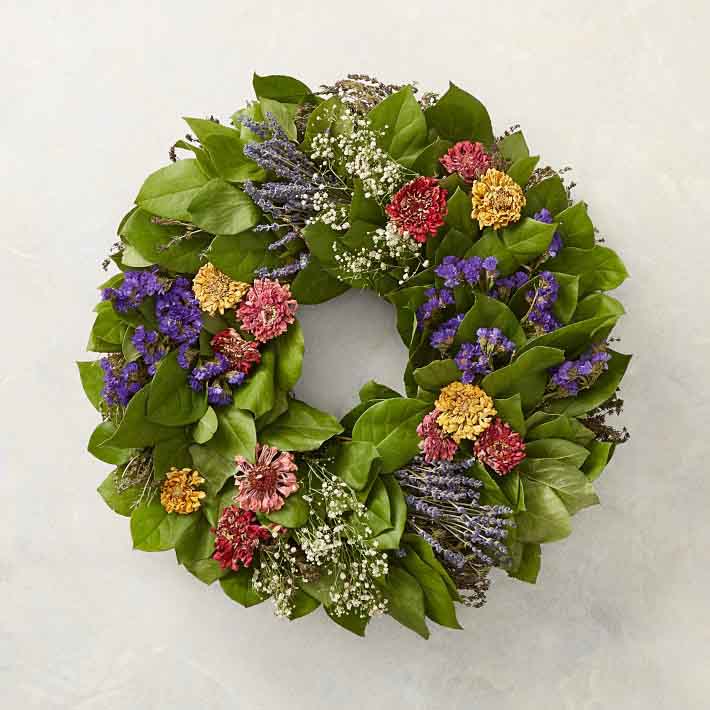 Williams-Sonoma Zinnia Wreath summer wreaths 