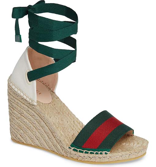 Gucci Lilibeth Sylvie Web Espadrille Wedge Sandal (Women) White Green Red wedge sandals summer 2019