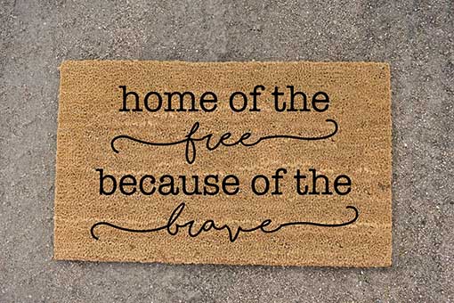 Home Of The Free Doormat Black and Wheat Co 4th of july doormats