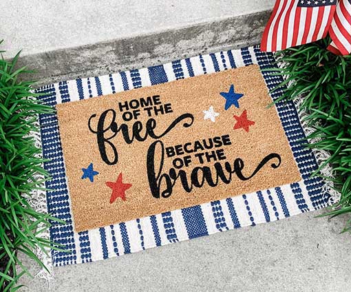 Home of the Free Because of the Brave doormat am Designs MD 4th of july door mats