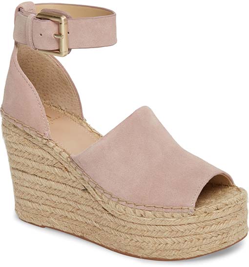 MARC FISHER LTD Adalyn Espadrille Wedge Sandal Blush Suede wedge sandals summer 2019