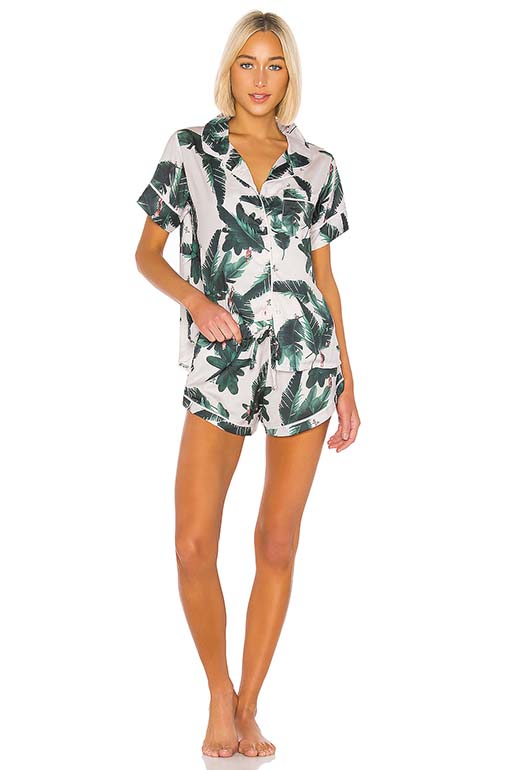 Plush PJ Set Pink Jungle pajamas shorts women