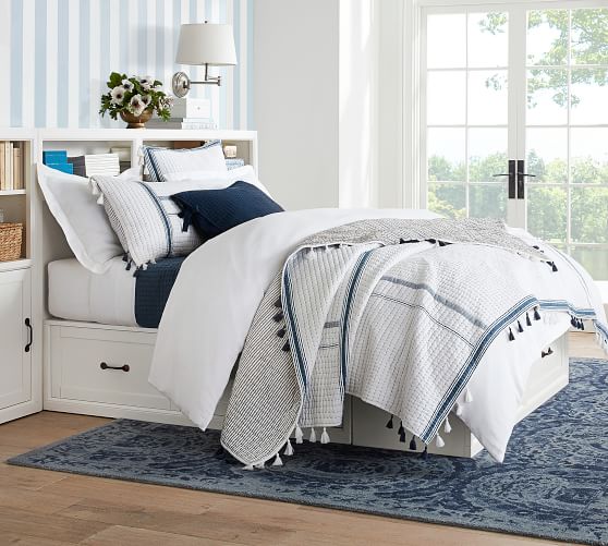 Pottery Barn BOSWORTH PRINTED WOOL RUG - BLUE pottery barn 4th of july mega sale 2019