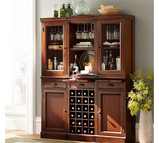 Pottery Barn MODULAR BAR SYSTEM WITH 2 GLASS DOOR HUTCH AND 1 OPEN HUTCH pottery barn 4th of july mega sale