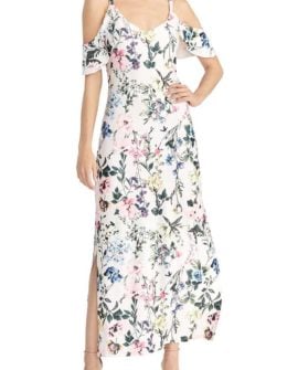 RACHEL RACHEL ROY Cold Shoulder Floral Maxi Sundress Petal Combo Pink maxi dresses summer 2019