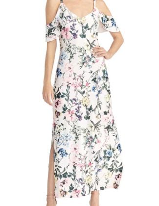RACHEL RACHEL ROY Cold Shoulder Floral Maxi Sundress Petal Combo Pink maxi dresses summer 2019