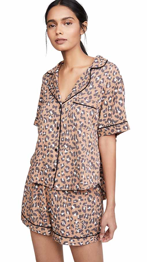 RAILS Darcie Short Sleeve Pajama Set Rust Leopard Print pjs short sleeve contrast piping