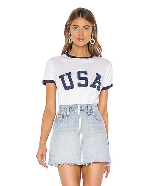 Show Me Your Mumu Recess Ringer Tee USA Graphic White Blue fourth of july shirts women