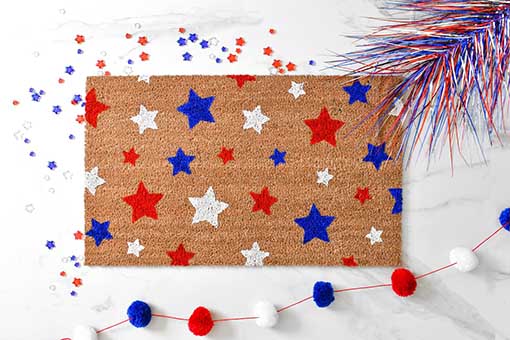 Star Doormat red white blue stars 4th of july doormats