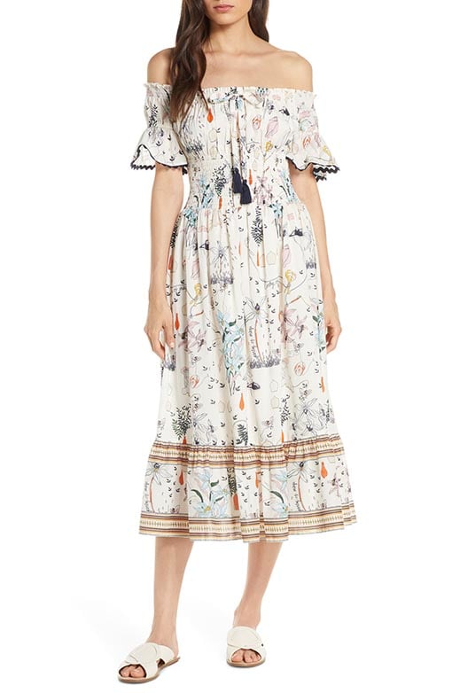 Tory Burch Meadow Folly Off the Shoulder Cover-Up Dress Ivory Poetry Of Things cover-up dresses summer 2019