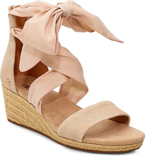UGG Trina Ankle Tie Wedge Sandal Nude Leather wedge sandals summer 2019
