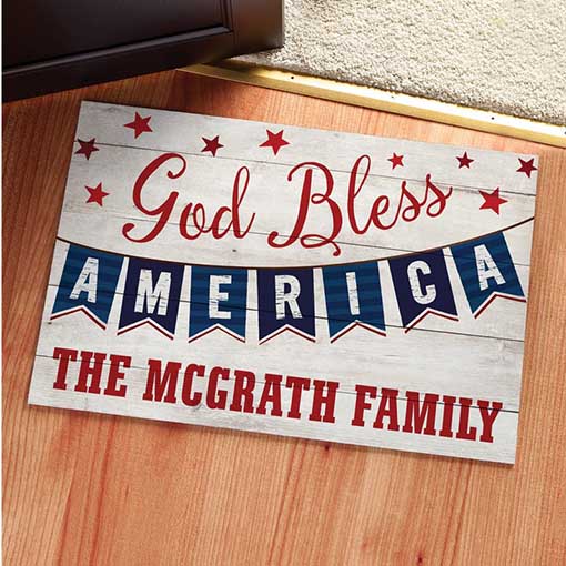 Winston Porter Penhook God Bless America Personalized Door Mat 4th of july doormats summer 2019