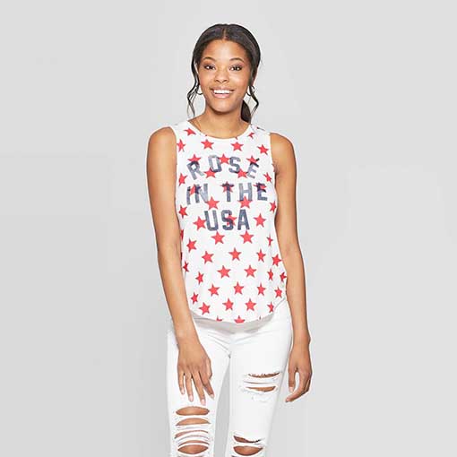 Women's Rose in the USA Graphic Tank Top - Grayson Threads Juniors' White Grayson Threads fourth of july shirts women rosé wine