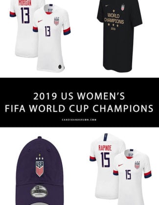 Journalist, sports fan and style blogger Candie Anderson has the scoop on the best 2019 U.S. Women’s Soccer FIFA World Cup Champions Shirts, Hats and Memorabilia for men, women and kids! Be sure to check out this amazing USWNT merchandise for the entire family.