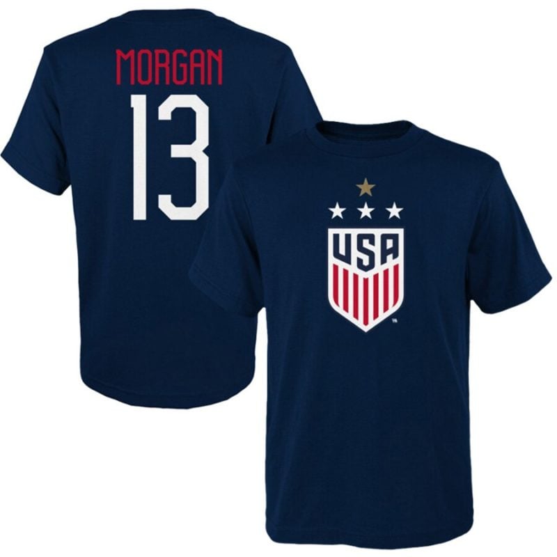 Alex Morgan USWNT Navy 2019 FIFA Women's World Cup Champions Name & Number T-Shirt men
