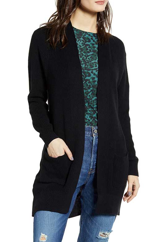 BP Longline Open Cardigan Black Nordstrom anniversary sale 2019