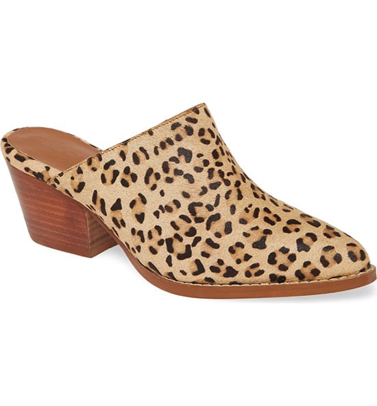 COCONUTS BY MATISSE Camelot Genuine Calf Hair Mule Leopard Print Calf Hair women