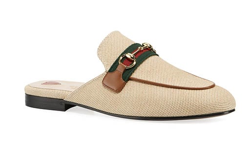 Gucci Princetown Flat Canvas Bit Mules Beige western mules