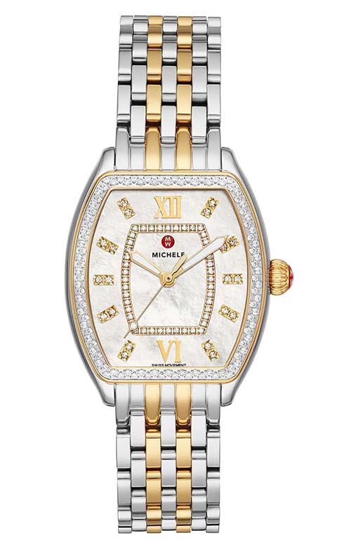 MICHELE Relevé Diamond Two-Tone Watch Head & Interchangeable Bracelet, 31mm x 32mm Silver Gold 2019 nordstrom anniversary sale