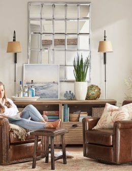 Pottery Barn IRVING ROLL ARM LEATHER SWIVEL ARMCHAIR WITH NAILHEADS pottery barn armchairs sale leather statesville molasses