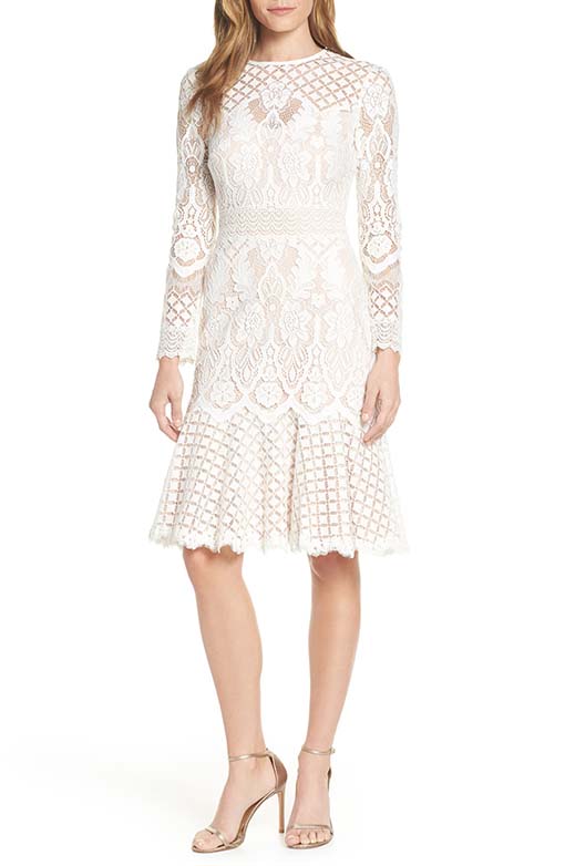TADASHI SHOJI Lace Dress Ivory Petal lace dresses summer 2019