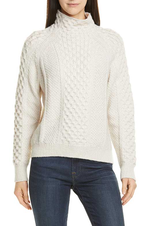 VINCE Mixed Cable Wool & Cashmere Blend Sweater Off White Marzipan 2019 nordstrom anniversary sale