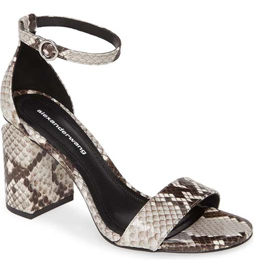 ALEXANDER WANG New Abby Ankle Strap Sandal Black White Snake Print sandals