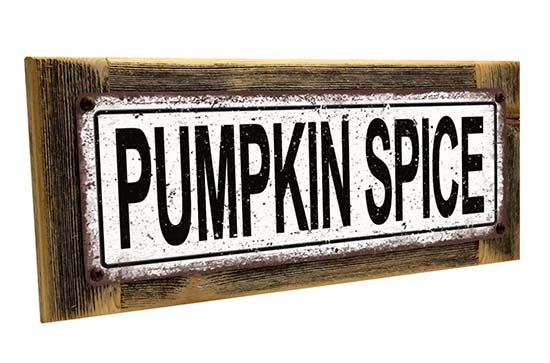 Homebody Accents Framed Pumpkin Spice 4"x12" Metal Sign, Wall Décor for Seasonal and Holidays white black latte decor