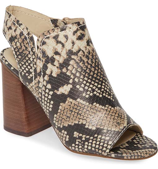 TREASURE & BOND Hayley Block Heel Sandal Natural Snake Faux Leather snake print sandals