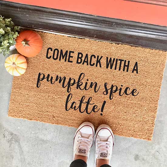 The Cheeky Doormat come back with a pumpkin spice latte 18x30 fall doormat home decor trend
