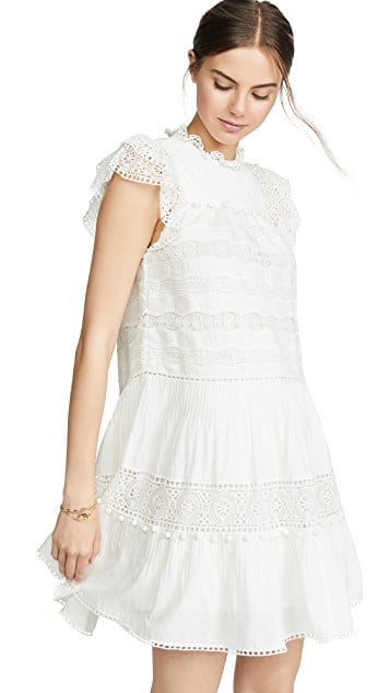 Ulla Johnson Nora Dress Blanc Crochet Ruffle Detail puff sleeve dresses summer 2019