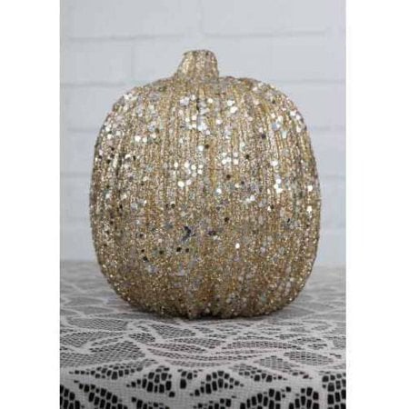 8" Champagne Glitter Pumpkin fall decor halloween thanksgiving