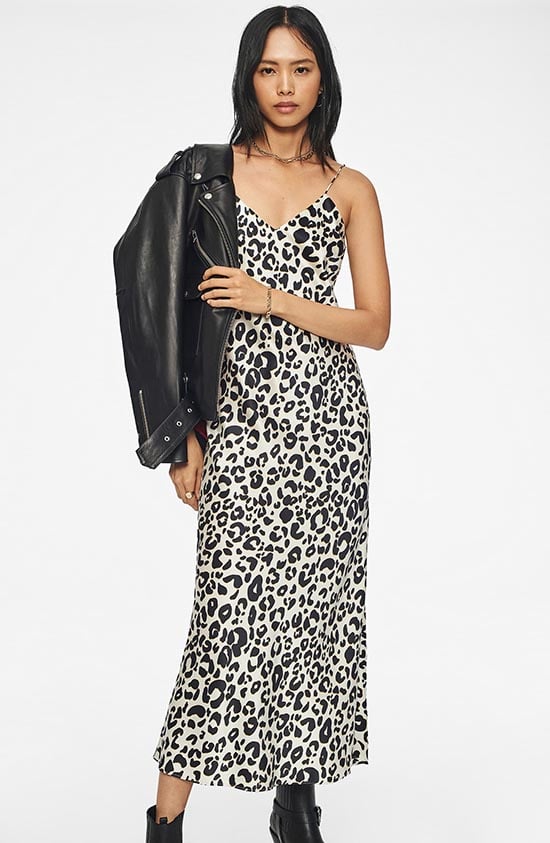 Anine Bing Rosemary Tile Print Silk Slipdress Leopard print dresses