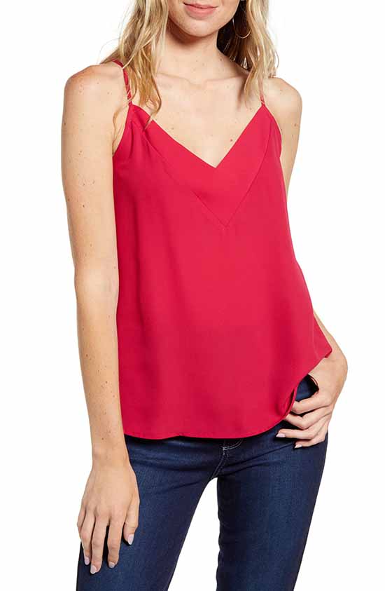 CHELSEA28 Crossover Camisole Red Cerise fall camisoles
