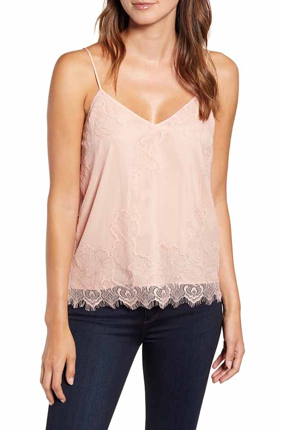CHELSEA28 Lace Camisole Pink Misty fall camisoles
