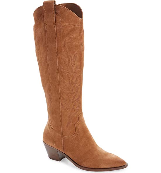 DOLCE VITA Solei Western Boot Brown Natural knee high boots women