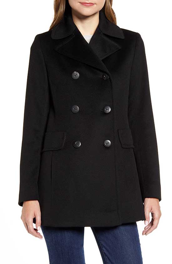 FLEURETTE Double Breasted Wool Peacoat Black coats women trend