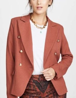 Lioness Palermo Jacket Rust button cuffs gold blazers fall 2019