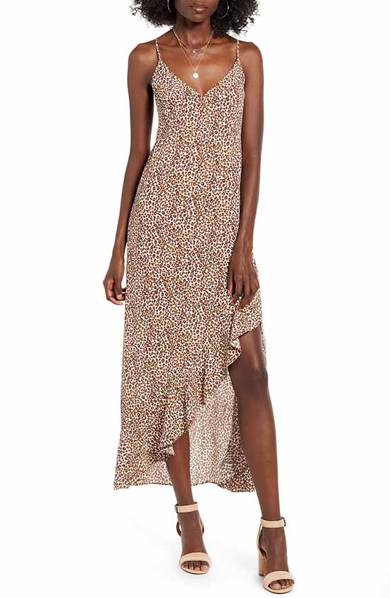 One Clothing Leopard Print Ruffle Trim Dress dresses