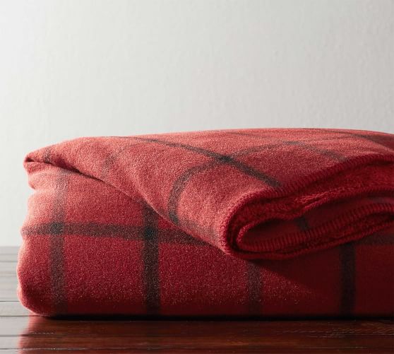 Pottery Barn ANDERSON WINDOWPANE SHERPA BACK THROW pottery barn fall sale