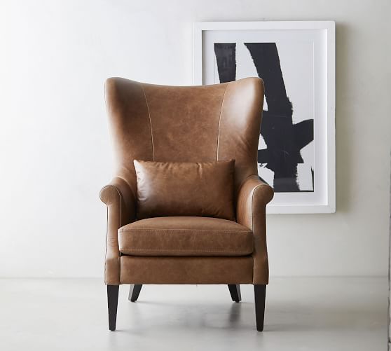 Pottery Barn CHAMPLAIN WINGBACK LEATHER ARMCHAIR pottery barn fall sale