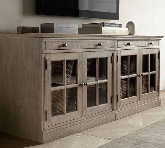 Pottery Barn LIVINGSTON 70" TV STAND, DUSTY CHARCOAL Gray Wash pottery barn fall sale