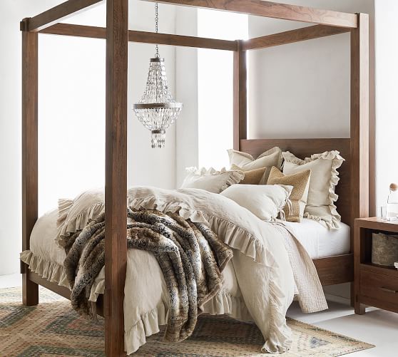 Pottery Barn MENLO RECLAIMED TEAK CANOPY BED pottery barn fall sale