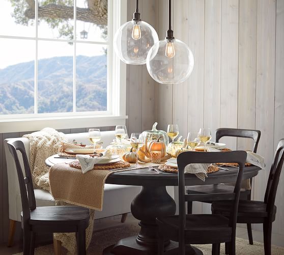 Pottery Barn NOLAN ROUND PEDESTAL DINING TABLE pottery barn fall sale rustic sable matte
