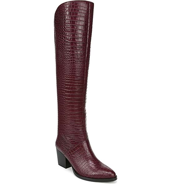SARTO BY FRANCO SARTO Caylen Riding Boot Wine Croco Leather knee high boots