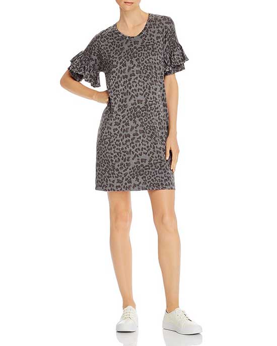 Sundry Leopard Print T-Shirt Dress Charcoal dresses
