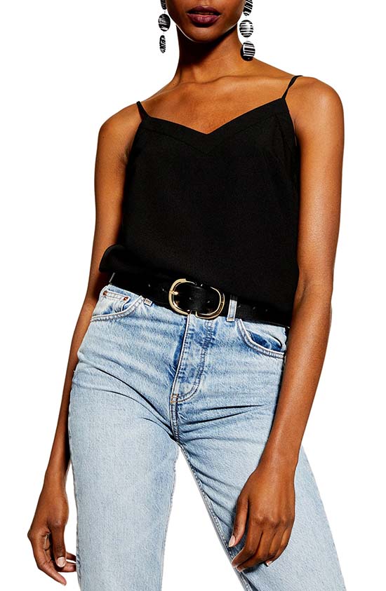 TOPSHOP V-Neck Inset Camisole Top Black fall camisoles 